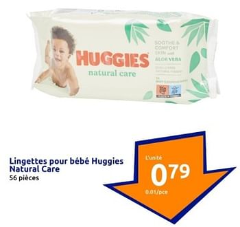 Promotions Lingettes pour bébé huggies natural care - Huggies - Valide de 17/01/2024 à 23/01/2024 chez Action