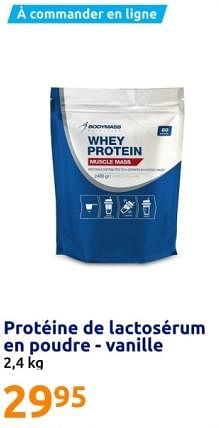 Promotions Protéine de lactosérum en poudre - vanille - Bodymass - Valide de 17/01/2024 à 23/01/2024 chez Action