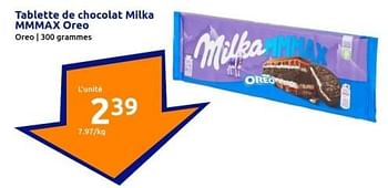 Promotions Tablette de chocolat milka mmmax oreo - Milka - Valide de 17/01/2024 à 23/01/2024 chez Action