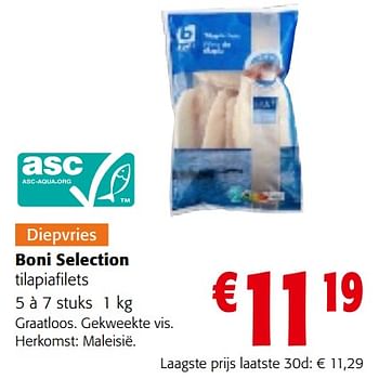 Promoties Boni selection tilapiafilets - Boni - Geldig van 17/01/2024 tot 30/01/2024 bij Colruyt