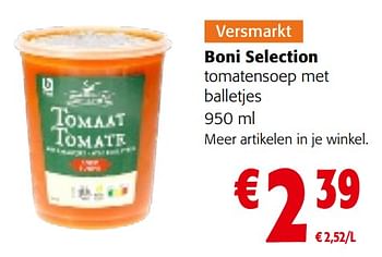 Promoties Boni selection tomatensoep met balletjes - Boni - Geldig van 17/01/2024 tot 30/01/2024 bij Colruyt