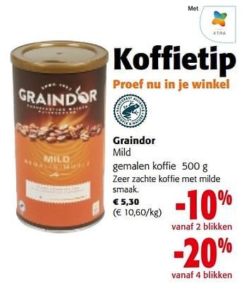 Promoties Graindor mild gemalen koffie - Graindor - Geldig van 17/01/2024 tot 30/01/2024 bij Colruyt
