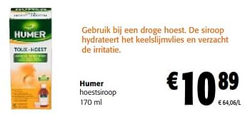 Promoties Humer hoestsiroop - Humer - Geldig van 17/01/2024 tot 30/01/2024 bij Colruyt