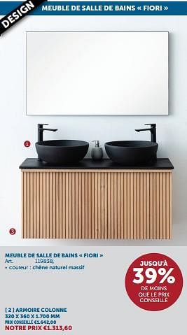 Promoties Meuble de salle de bains fiori armoire colonne - Mio Bagno - Geldig van 23/01/2024 tot 26/02/2024 bij Zelfbouwmarkt