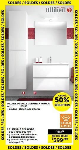 Promoties Meuble de salle de bains roma meuble de lavabo - Allibert - Geldig van 23/01/2024 tot 26/02/2024 bij Zelfbouwmarkt