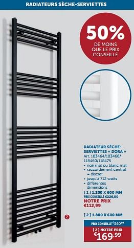 Promotions Beauheat radiateur sècheserviettes dora - Beauheat - Valide de 23/01/2024 à 26/02/2024 chez Zelfbouwmarkt