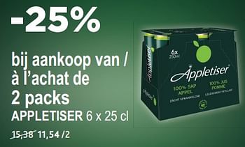 Promotions -25% à l’achat de 2 packs appletiser - Appletiser - Valide de 17/01/2024 à 30/01/2024 chez Alvo