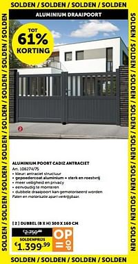 Aluminium poort cadiz antraciet dubbel-Huismerk - Zelfbouwmarkt