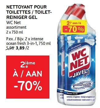 Promotions Nettoyant pour toilettes wc net 2ième à -70% - WC Net - Valide de 17/01/2024 à 30/01/2024 chez Alvo