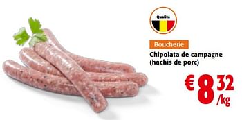 Promotions Chipolata de campagne hachis de porc - Produit maison - Colruyt - Valide de 17/01/2024 à 30/01/2024 chez Colruyt
