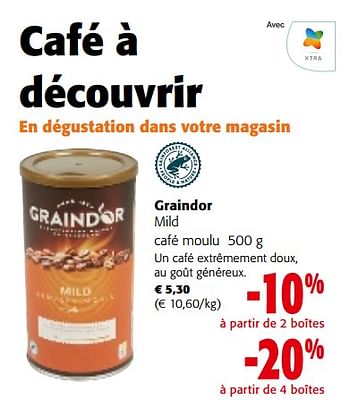 Promotions Graindor mild café moulu - Graindor - Valide de 17/01/2024 à 30/01/2024 chez Colruyt