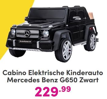 Promoties Cabino elektrische kinderauto mercedes benz g650 zwart - Cabino - Geldig van 01/01/2024 tot 03/02/2024 bij Baby & Tiener Megastore