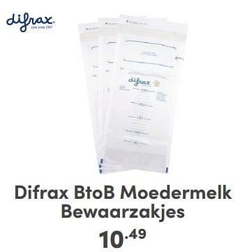 Promoties Difrax btob moedermelk bewaarzakjes - Difrax - Geldig van 21/01/2024 tot 27/01/2024 bij Baby & Tiener Megastore