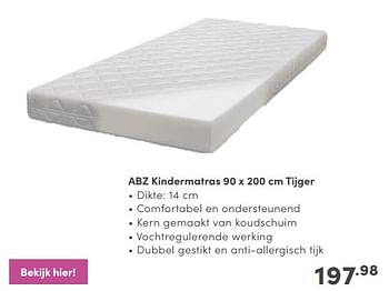 Promoties Abz kindermatras tijger - ABZ - Geldig van 21/01/2024 tot 03/02/2024 bij Baby & Tiener Megastore