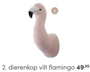 Promoties Dierenkop vilt flamingo - Huismerk - Baby & Tiener Megastore - Geldig van 21/01/2024 tot 03/02/2024 bij Baby & Tiener Megastore