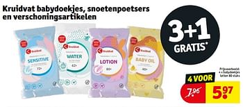 Promoties Babydoekjes lotion - Huismerk - Kruidvat - Geldig van 23/01/2024 tot 28/01/2024 bij Kruidvat