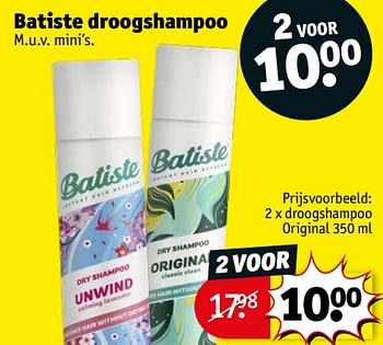 Promoties Droogshampoo original - Batiste - Geldig van 23/01/2024 tot 28/01/2024 bij Kruidvat