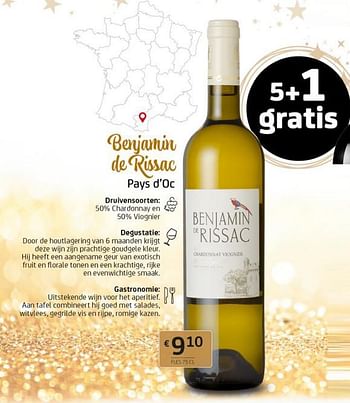 Promoties Bayjarin de rissac pays d’oc - Witte wijnen - Geldig van 19/01/2024 tot 01/02/2024 bij BelBev