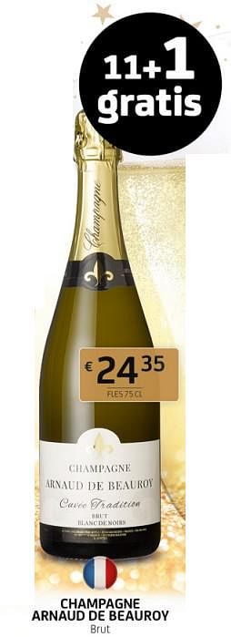 Promoties Champagne arnaud de beauroy brut - Champagne - Geldig van 19/01/2024 tot 01/02/2024 bij BelBev