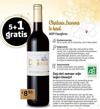Promoties Chateau lamers le haut, aop faugéres - Rode wijnen - Geldig van 19/01/2024 tot 01/02/2024 bij BelBev