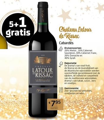 Promoties Château latour de rissac cabardès - Rode wijnen - Geldig van 19/01/2024 tot 01/02/2024 bij BelBev