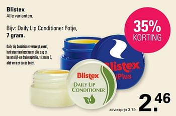 Promoties Daily lip conditioner potje - Blistex - Geldig van 10/01/2024 tot 27/01/2024 bij De Online Drogist
