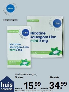 Promoties Linn nicotine kauwgom - Linn - Geldig van 10/01/2024 tot 27/01/2024 bij De Online Drogist