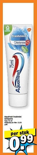 Promoties Aquafresh freshmint tandpasta - Aquafresh - Geldig van 22/01/2024 tot 28/01/2024 bij Albert Heijn