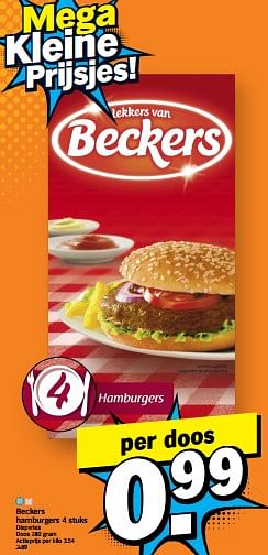 Promoties Beckers hamburgers - Beckers - Geldig van 22/01/2024 tot 28/01/2024 bij Albert Heijn