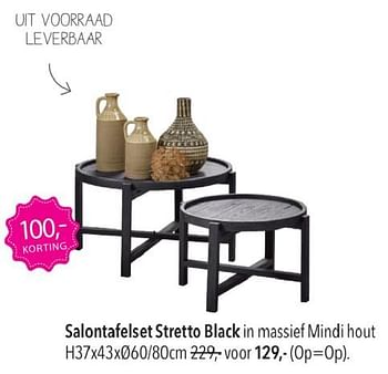 Promotions Salontafelset stretto black - Produit Maison - Pronto Wonen - Valide de 22/01/2024 à 27/04/2024 chez Pronto Wonen