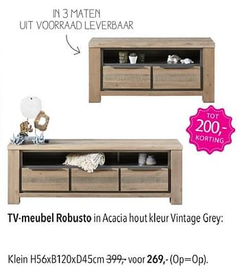 Promoties Tv-meubel robusto klein - Huismerk - Pronto Wonen - Geldig van 22/01/2024 tot 27/04/2024 bij Pronto Wonen