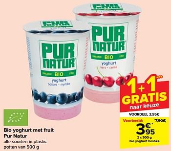 Promoties Bio yoghurt bosbes pur natur - Pur Natur - Geldig van 24/01/2024 tot 30/01/2024 bij Carrefour