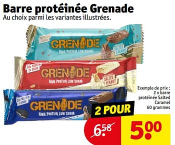Promotions Barre protéinée salted caramel - Grenade - Valide de 23/01/2024 à 28/01/2024 chez Kruidvat