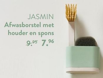 Promoties Jasmin afwasborstel met houder en spons - Huismerk - Casa - Geldig van 18/01/2024 tot 07/02/2024 bij Casa