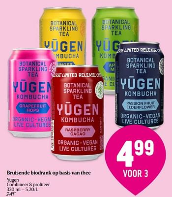 Promotions Bruisende biodrank op basis van thee yugen - Yügen - Valide de 25/01/2024 à 31/01/2024 chez Delhaize
