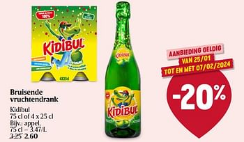 Promoties Bruisende vruchtendrank kidibul appel - Kidibul - Geldig van 25/01/2024 tot 31/01/2024 bij Delhaize