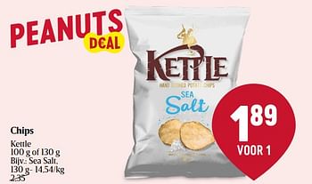 Promoties Chips kettle sea salt - Kettle - Geldig van 25/01/2024 tot 31/01/2024 bij Delhaize