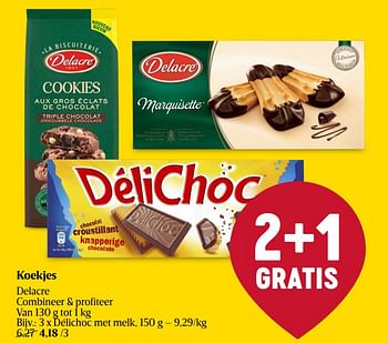 Promoties Koekjes delacre délichoc met melk - Delacre - Geldig van 25/01/2024 tot 31/01/2024 bij Delhaize