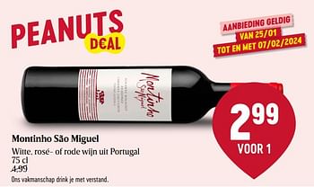 Promoties Montinho são miguel witte, rosé- of rode wijn uit portugal - Rode wijnen - Geldig van 25/01/2024 tot 31/01/2024 bij Delhaize
