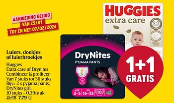 Promoties Pyjama pants, drynites girl - Huggies - Geldig van 25/01/2024 tot 31/01/2024 bij Delhaize