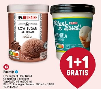 Promoties Roomijs low sugar chocolat - Huismerk - Delhaize - Geldig van 25/01/2024 tot 31/01/2024 bij Delhaize