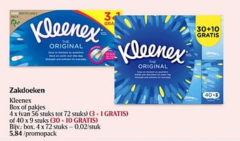 Promoties Zakdoeken kleenex box - Kleenex - Geldig van 25/01/2024 tot 31/01/2024 bij Delhaize