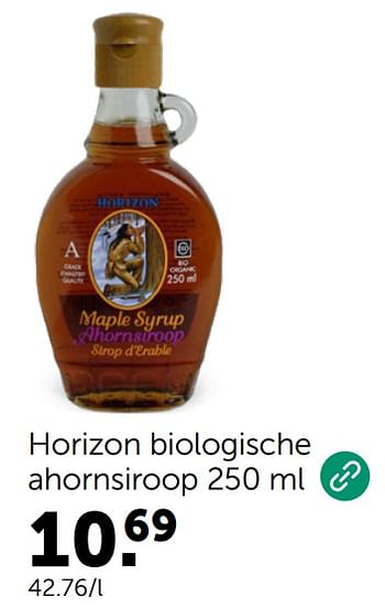 Promotions Horizon biologische ahornsiroop - Horizon - Valide de 24/01/2024 à 04/02/2024 chez Aveve