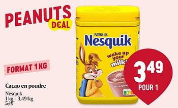 Promotions Cacao en poudre nesquik - Nestlé - Valide de 25/01/2024 à 31/01/2024 chez Delhaize