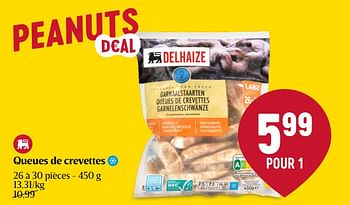 Promotions Queues de crevettes - Produit Maison - Delhaize - Valide de 25/01/2024 à 31/01/2024 chez Delhaize