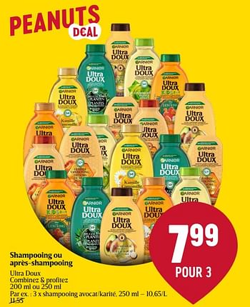 Promotions Ultra doux shampooing avocat-karité - Garnier - Valide de 25/01/2024 à 31/01/2024 chez Delhaize