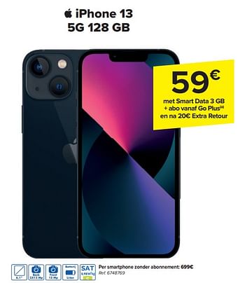 Promoties Apple iphone 13 5g 128 gb - Apple - Geldig van 24/01/2024 tot 05/02/2024 bij Carrefour