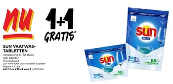 Promoties Sun all-in one vaatwastablet ecolabel regular - Sun - Geldig van 24/01/2024 tot 30/01/2024 bij Jumbo