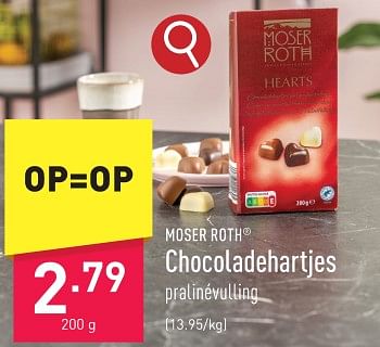 Promoties Chocoladehartjes - Moser Roth - Geldig van 29/01/2024 tot 03/02/2024 bij Aldi