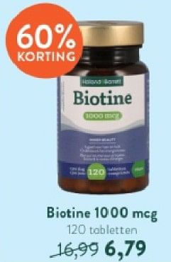 Promoties Biotine 1000 mcg - Huismerk - Holland & Barrett - Geldig van 22/01/2024 tot 28/02/2024 bij Holland & Barret